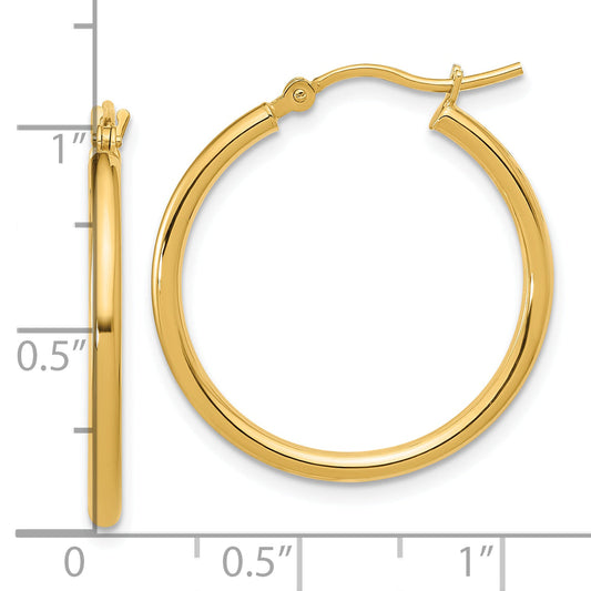 14k Yellow Gold 14K 2x25mm Polished Hoop Earrings