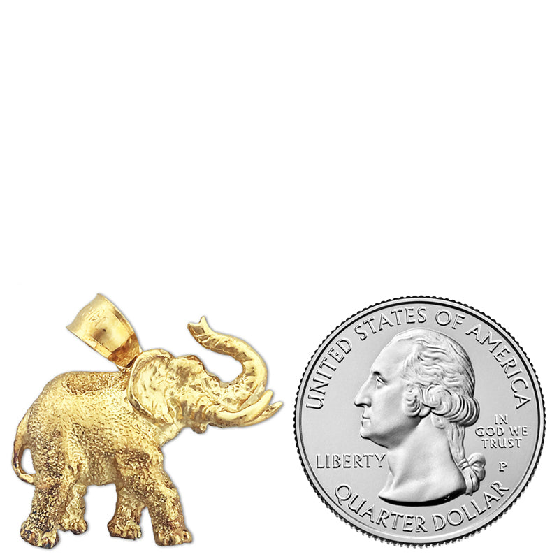 14K Gold Elephant with Tusks Pendant