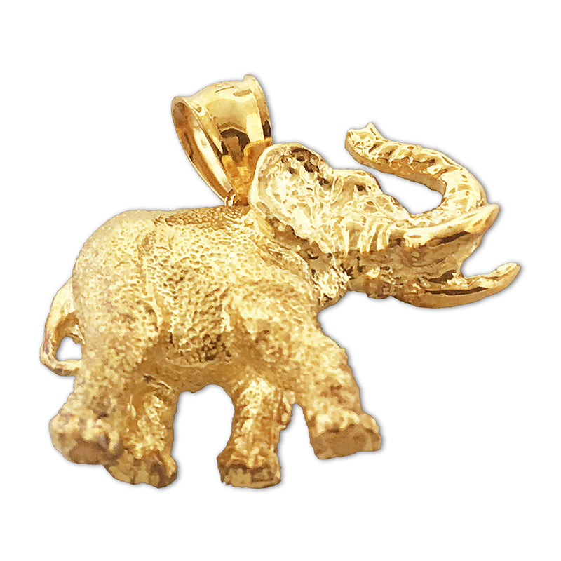 14K Gold Elephant with Tusks Pendant