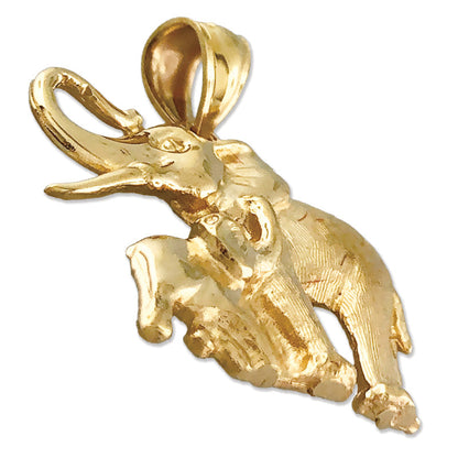 14K Gold 24MM Elephant and Calf Pendant