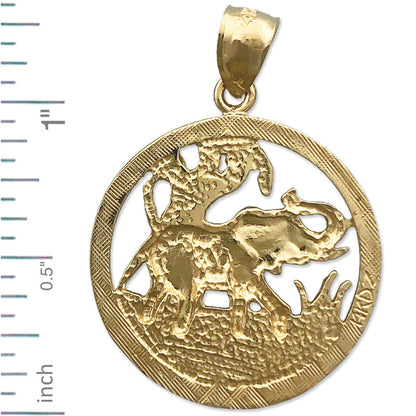 14K Gold Encircled Elephant Pendant