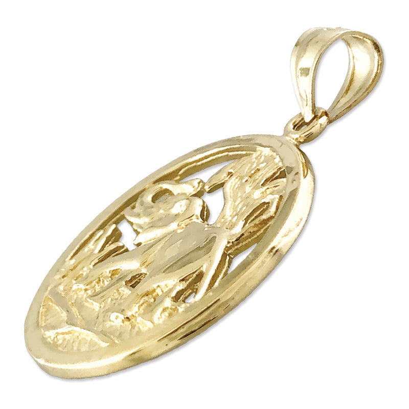 14K Gold Encircled Elephant Pendant