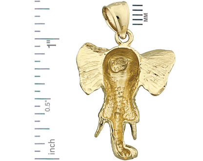 14K Gold 24MM Elephant Head Pendant