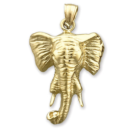 14K Gold 24MM Elephant Head Pendant