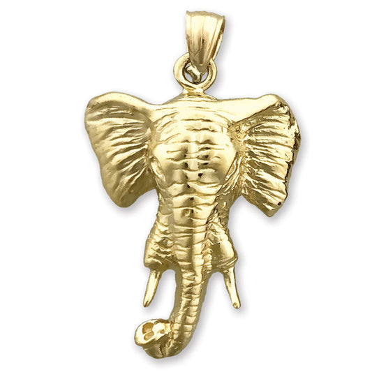 14K Gold 24MM Elephant Head Pendant