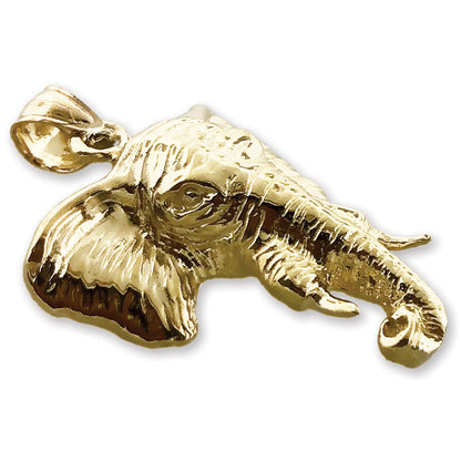 14K Gold 24MM Elephant Head Pendant