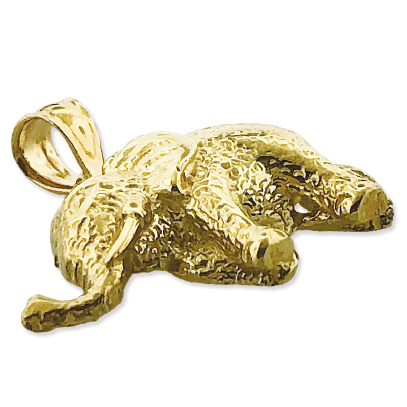 14K Gold Elephant with Long Trunk Charm