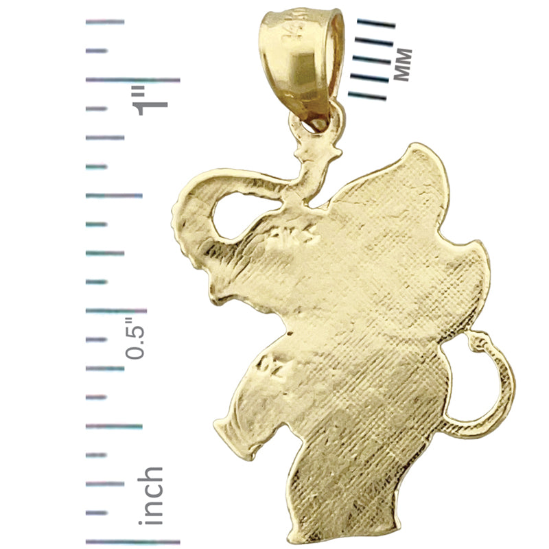 14K Gold 23MM Silhouette Elephant Pendant