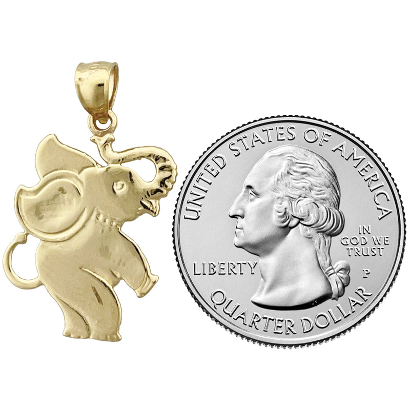 14K Gold 23MM Silhouette Elephant Pendant