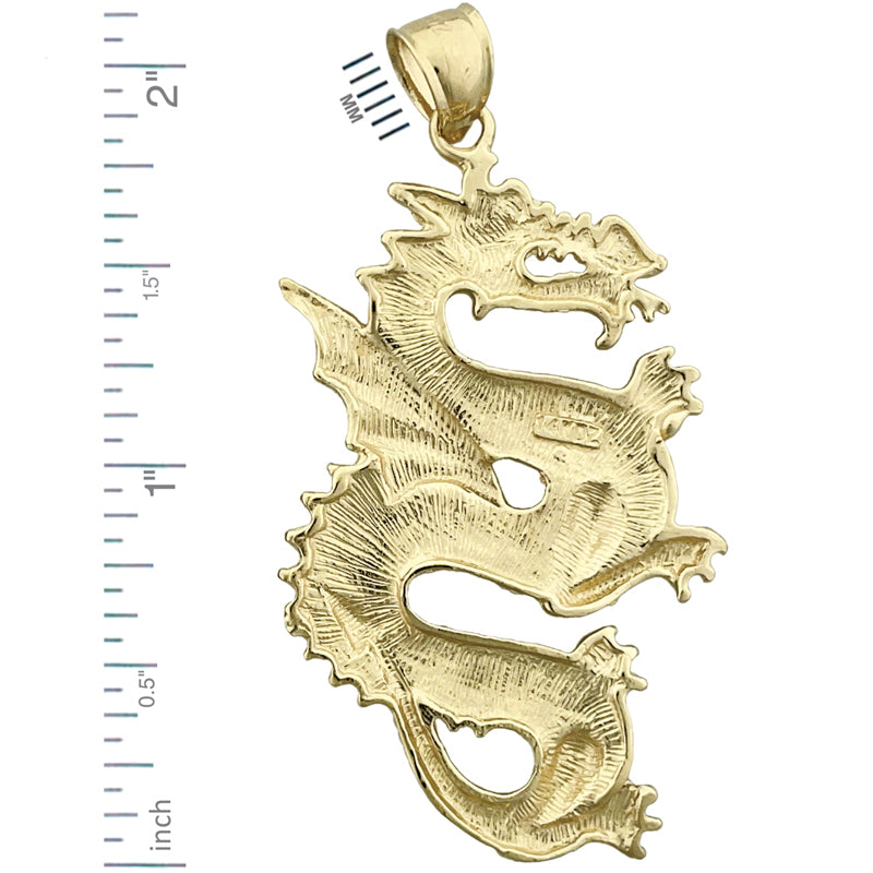 14K Gold Serpent Dragon Pendant