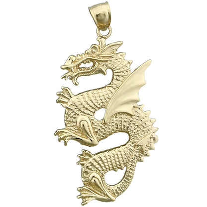 14K Gold Serpent Dragon Pendant