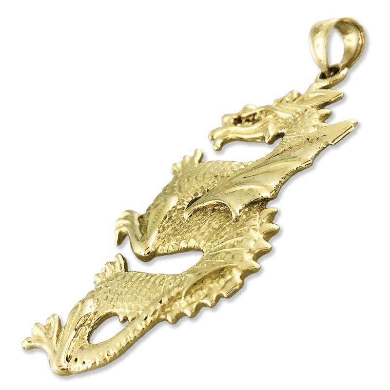 14K Gold Serpent Dragon Pendant