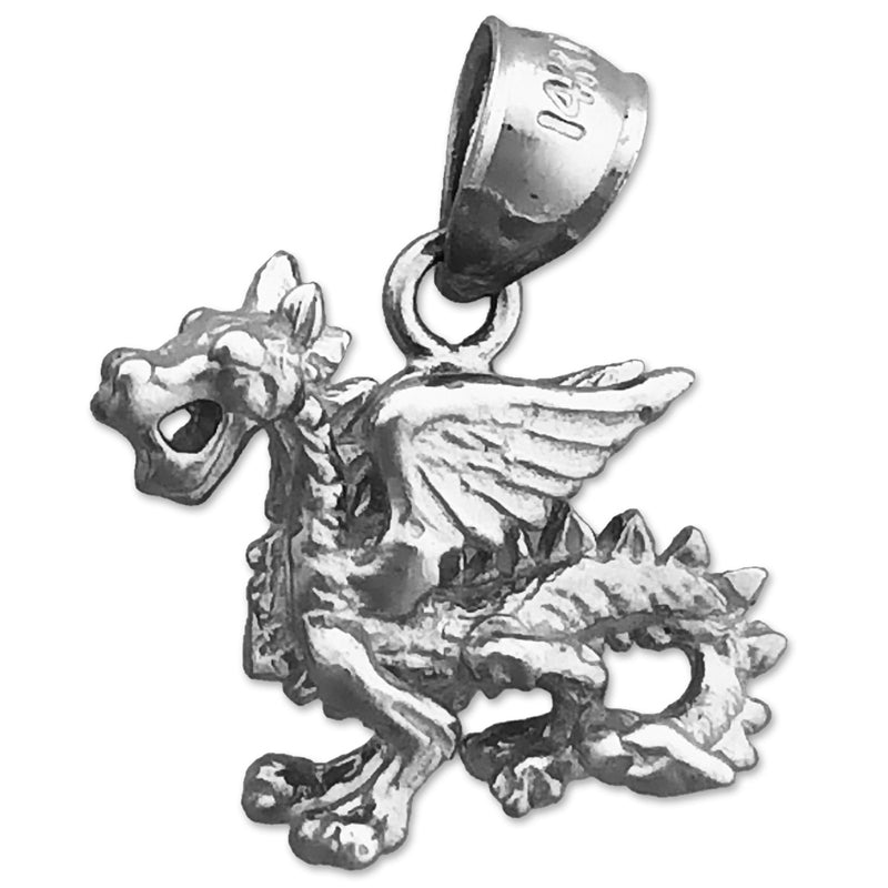 14K Gold 3D Mythical Winged Dragon Charm