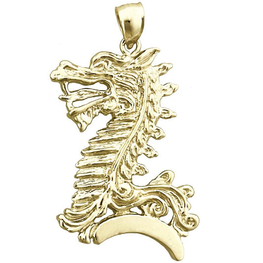14K Gold Chinese Dragon Pendant