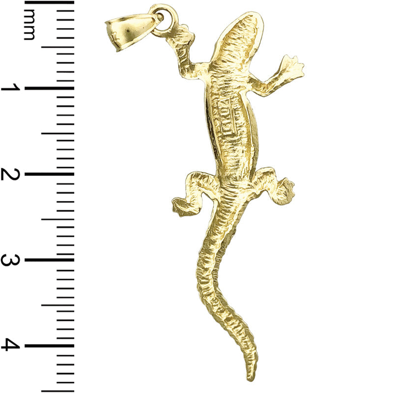 14K Gold Long Lizard Pendant