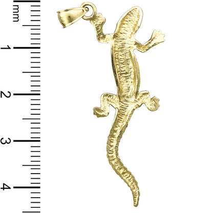 14K Gold Long Lizard Pendant