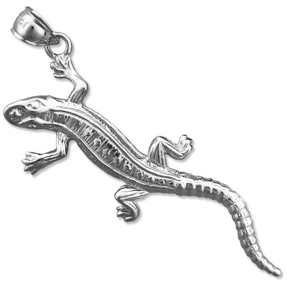 14K Gold Long Lizard Pendant
