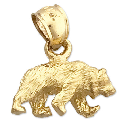 14K Gold 3D Grizzly Bear Charm