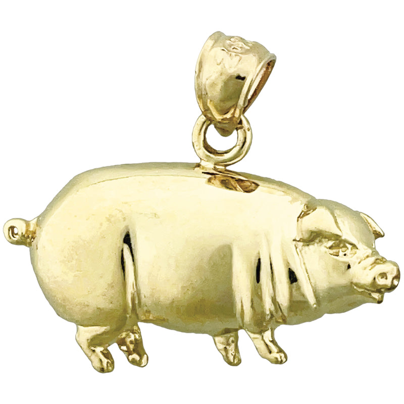 14K Gold Pot Belly Pig Charm