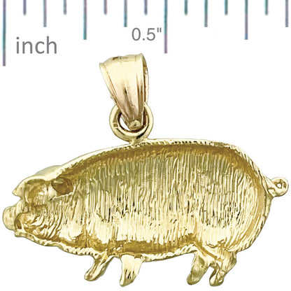 14K Gold Pot Belly Pig Charm