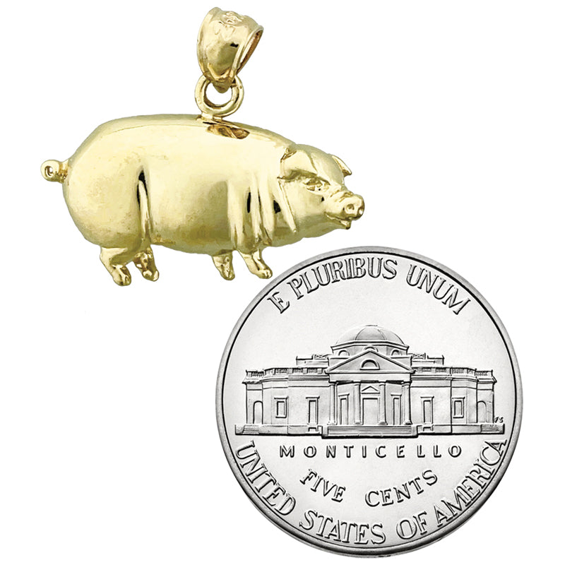 14K Gold Pot Belly Pig Charm