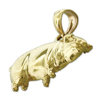 14K Gold Pot Belly Pig Charm