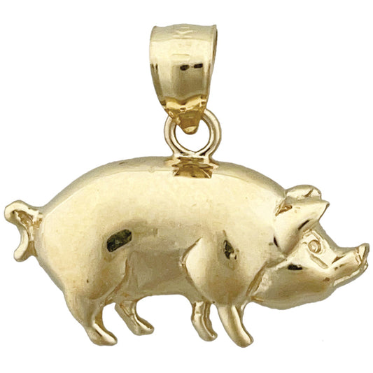 14K Gold Pot Bellied Pig Charm