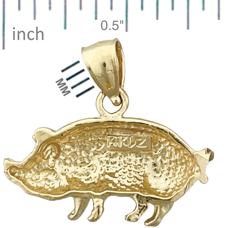 14K Gold Pot Bellied Pig Charm