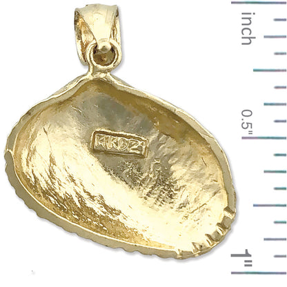14K Gold Mollusc Clam Seashell Pendant