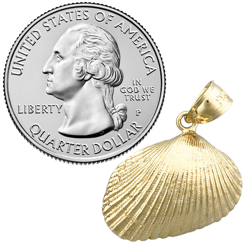 14K Gold Mollusc Clam Seashell Pendant