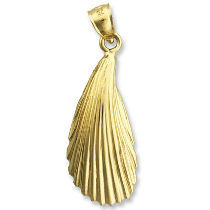 14K Gold Mussel Shell Mollusc Pendant