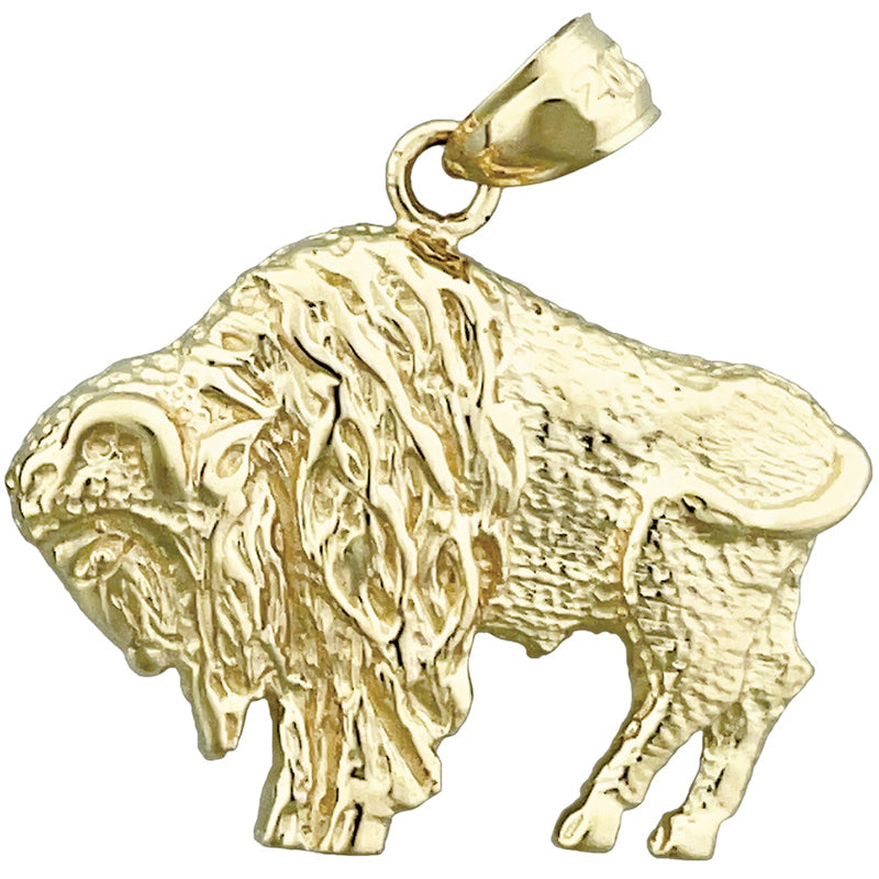 14K Gold American Bison Pendant