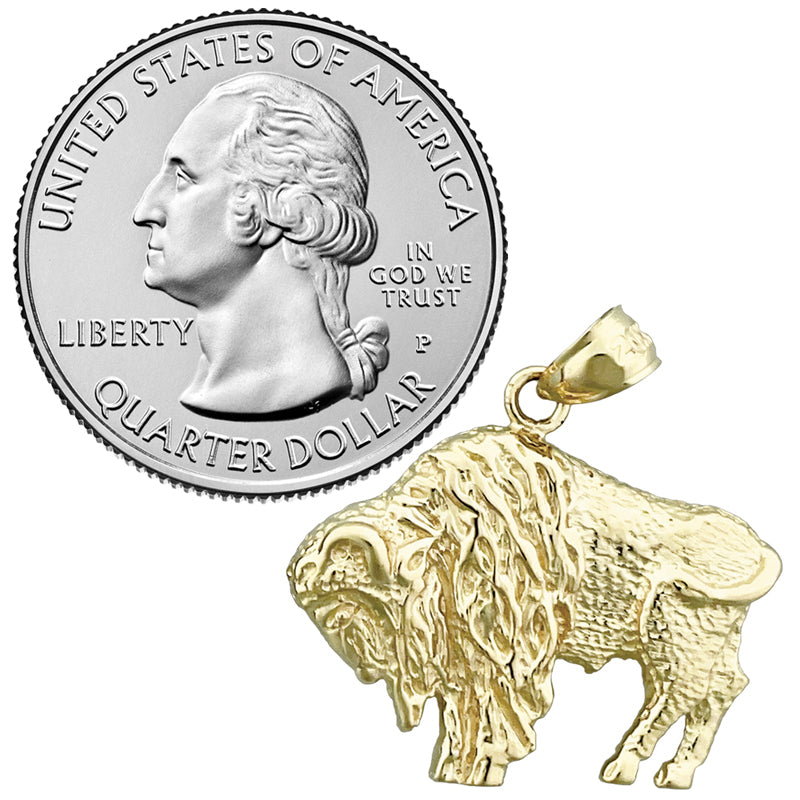 14K Gold American Bison Pendant