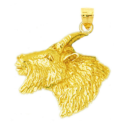 14K Gold Billy Goat Head Pendant