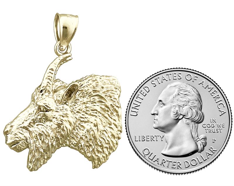 14K Gold Billy Goat Head Pendant