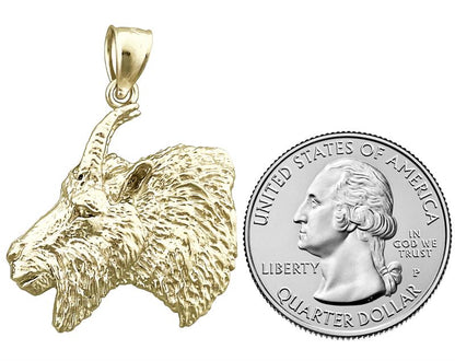 14K Gold Billy Goat Head Pendant