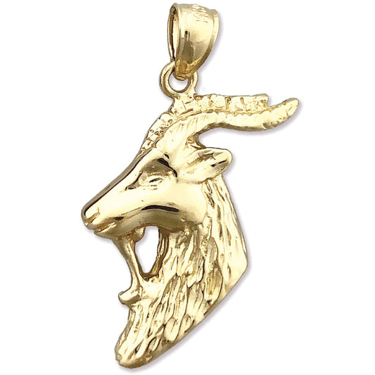 14K Gold Goat Head Pendant