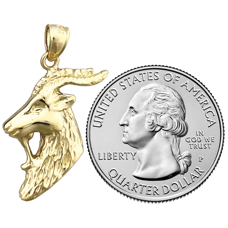 14K Gold Goat Head Pendant