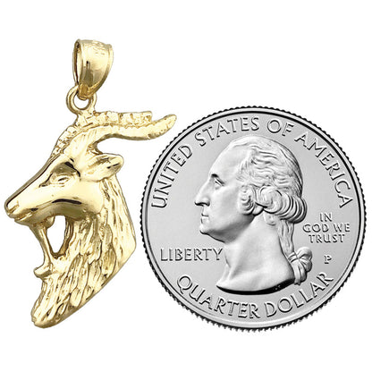 14K Gold Goat Head Pendant
