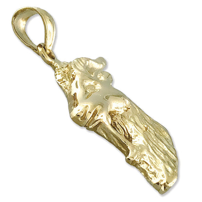 14K Gold Goat Head Pendant