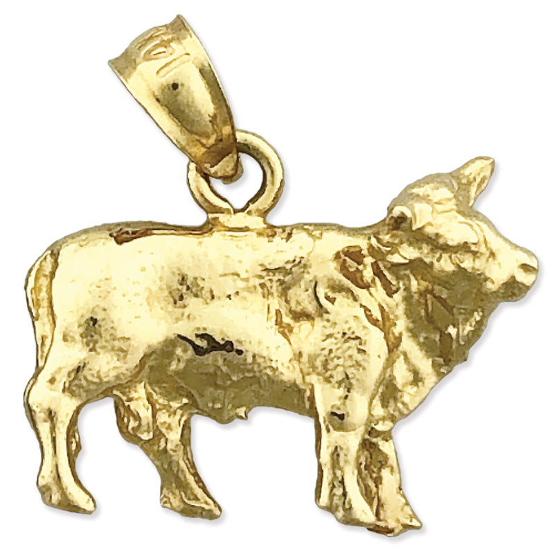 14K Gold 3D Cow Charm