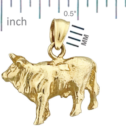 14K Gold 3D Cow Charm