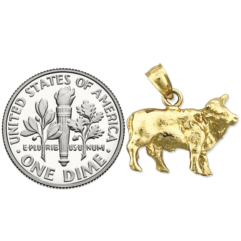 14K Gold 3D Cow Charm