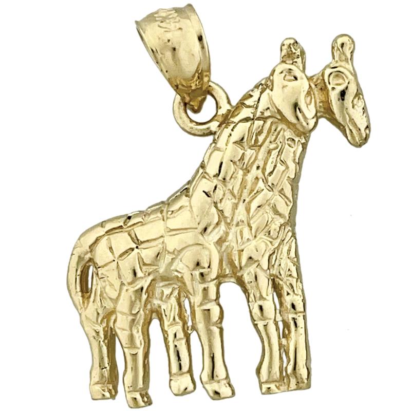 14K Gold Two Giraffes Pendant