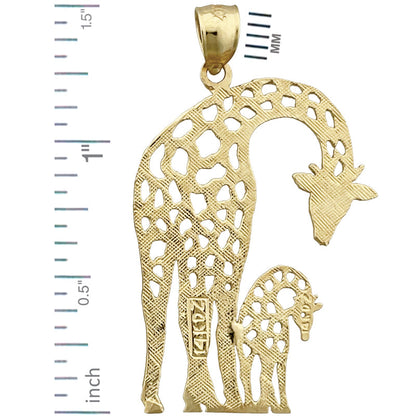 14K Gold Cut-Out Giraffe with Calf Pendant