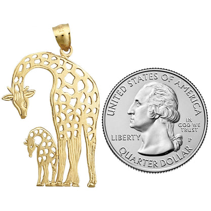 14K Gold Cut-Out Giraffe with Calf Pendant