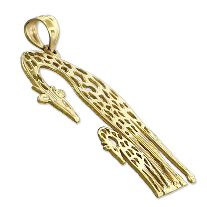 14K Gold Cut-Out Giraffe with Calf Pendant