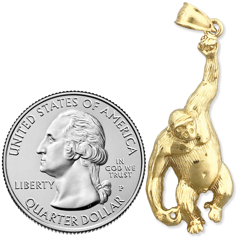 14K Gold Ape Pendant