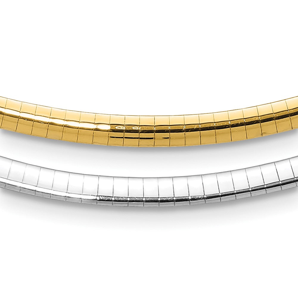 14K Two Tone 4mm Reversible Omega Necklace