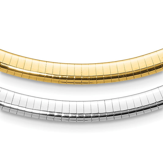 14K Two Tone 6mm Reversible Omega Necklace